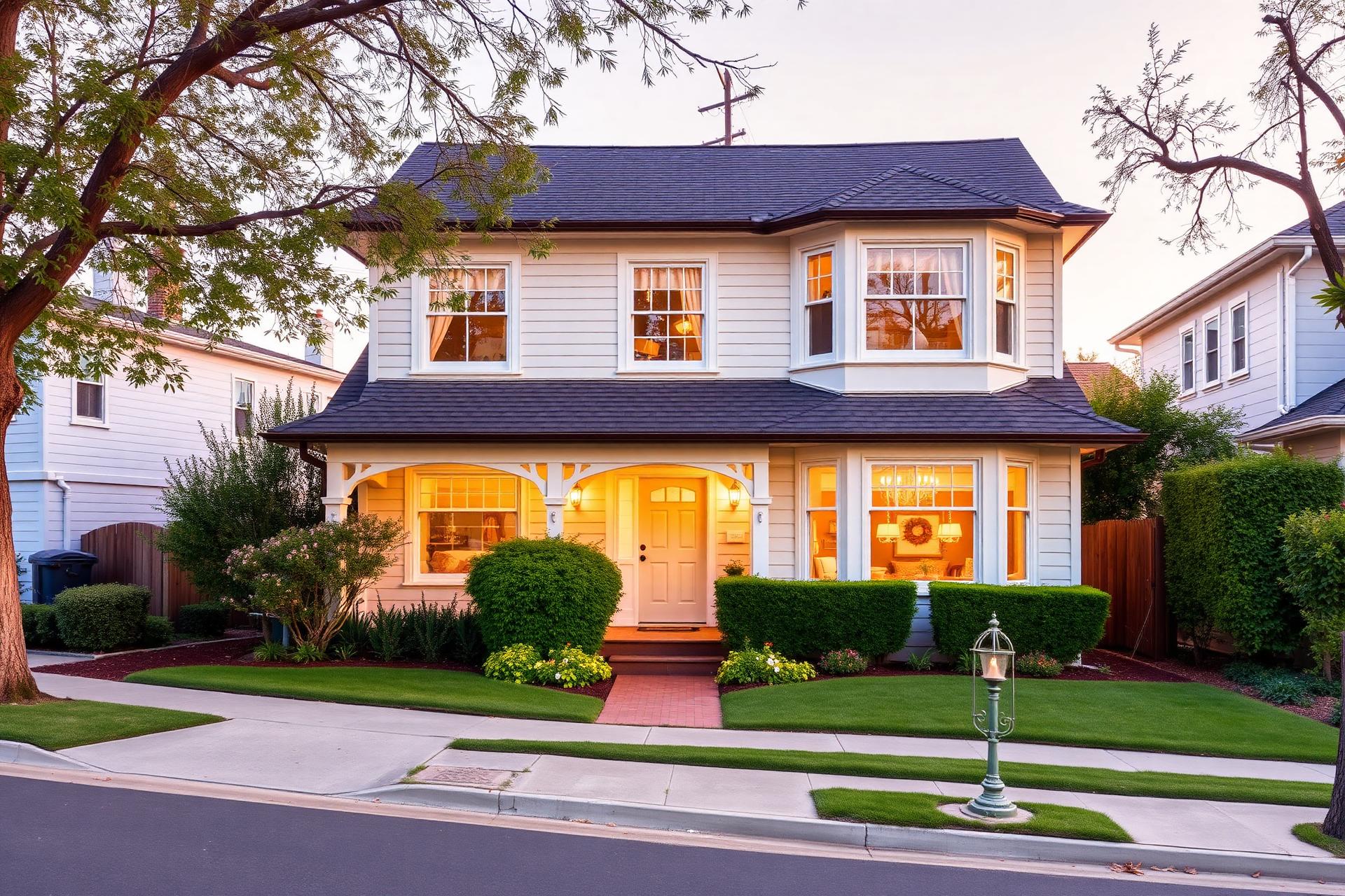 Classic Bay Area single-family home at golden hour